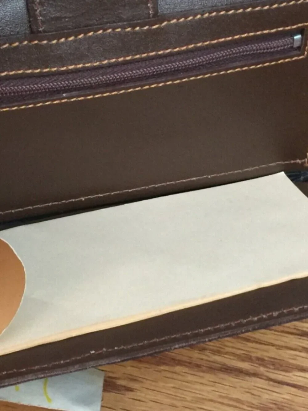 VINTAGE WESTPORT ZIP POCKET MEMO PAD BROWN LEATHER WALLET CLUTCH WOMENS TAIWAN